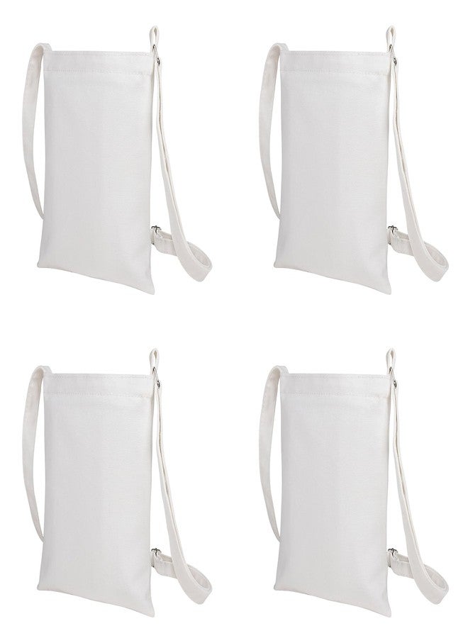 Muka 4 Pack Small Crossbody Canvas Zipper Bag, 7 x 9 Inch White Bag for DIY Craft - Image 1