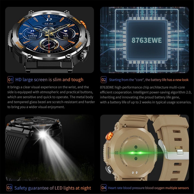 Smartwatch 1.46'' IPS HD Full Touch Screen Crystal-Clear Display - IP67 Waterproof Fitness Watch for Outdoor Sports Enthusiasts, iPhone And Android Users - Image 2