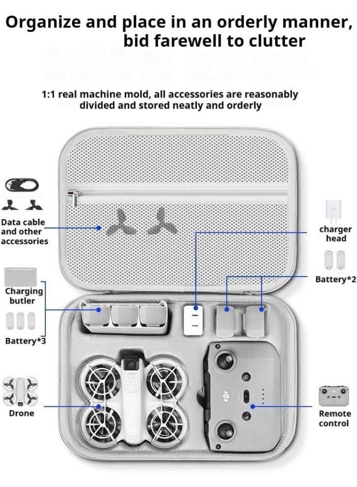 كوتشانفي شنطة حمل صلبة لدي جيه اي نيو فلاي مور كومبو، حافظة صلبة محمولة للسفر مصنوعة من جلد البولي يوريثين، شنطة تخزين مقاومة للماء والصدمات لدرون دي جيه اي نيو وملحقاتها - Image 4