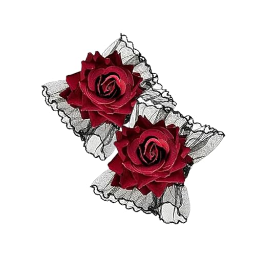 TecoKart® Red Roses Lace Wristband for Women - Soft Fabric, Adjustable Fit Elegant Design | Comfortable Wear | Secure Fit | Versatile Accessory | for Parties Weddings - Image 1