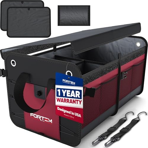 FORTEM SUV Trunk Organizer, Car Organizer, Collapsible Multi-Compartment Storage Bag for Car Accessories for Women Men, 1680D Oxford, Non Slip Bottom, Adjustable Straps, Soft Cover (65L) - Image 1