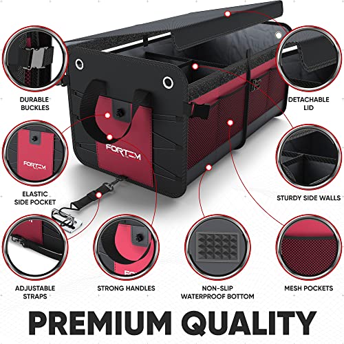 FORTEM SUV Trunk Organizer, Car Organizer, Collapsible Multi-Compartment Storage Bag for Car Accessories for Women Men, 1680D Oxford, Non Slip Bottom, Adjustable Straps, Soft Cover (65L) - Image 2