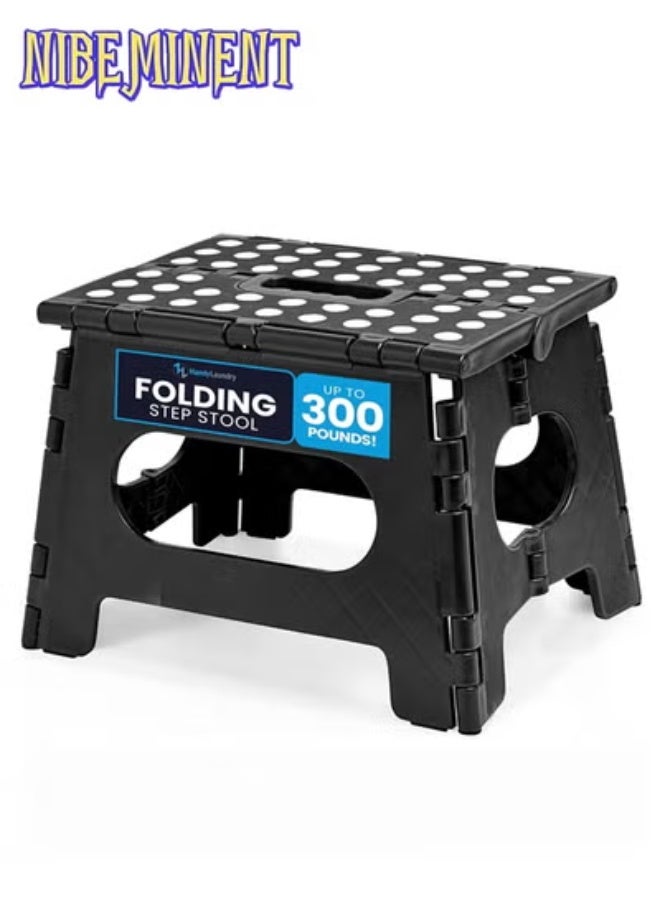 NIBEMINENT Folding Step Stool is Sturdy Enough to Support Adults and Safe Enough for Kids. Opens Easy with One Flip. Great for Kitchen, Bathroom or Bedroom - Image 1