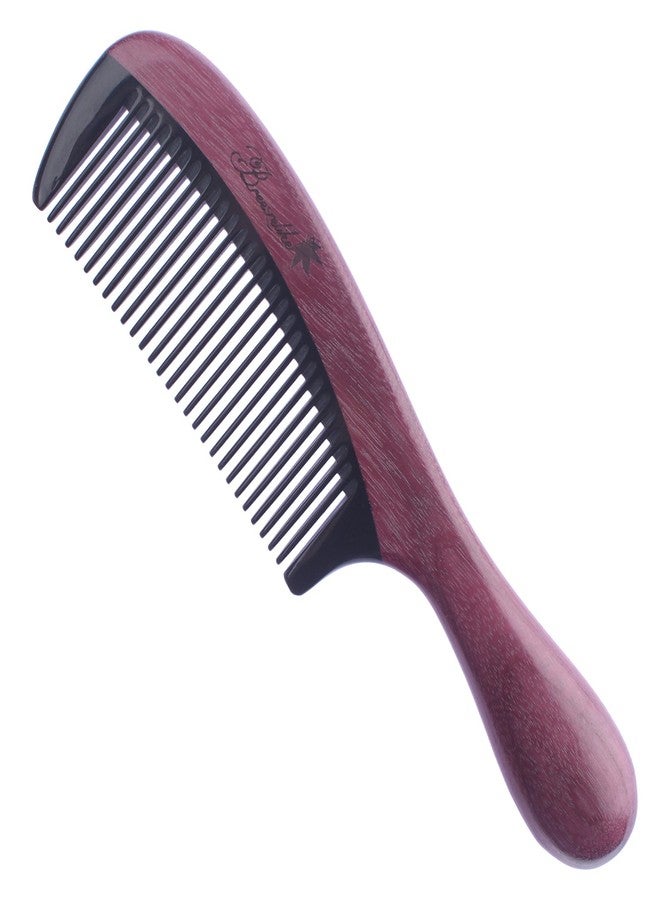 Breezelike Purpleheart Wood Hair Comb - No Static Wooden Comb with Black Buffalo Horn Teeth - Image 1