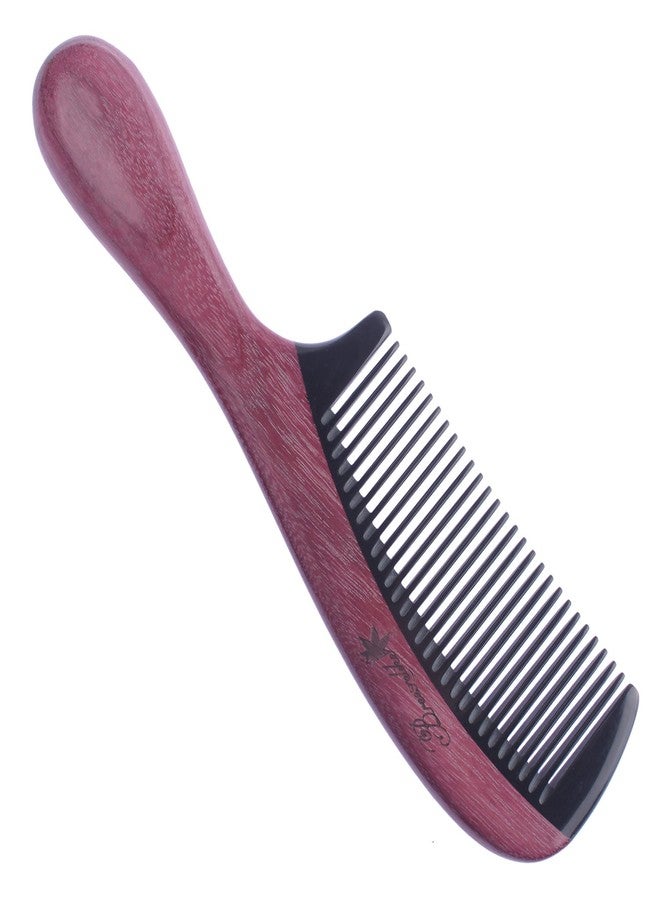 Breezelike Purpleheart Wood Hair Comb - No Static Wooden Comb with Black Buffalo Horn Teeth - Image 2