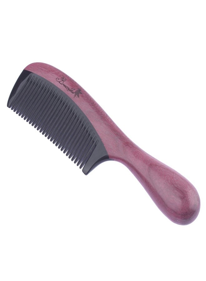 Breezelike Purpleheart Wood Hair Comb - No Static Wooden Comb with Black Buffalo Horn Teeth - Image 3