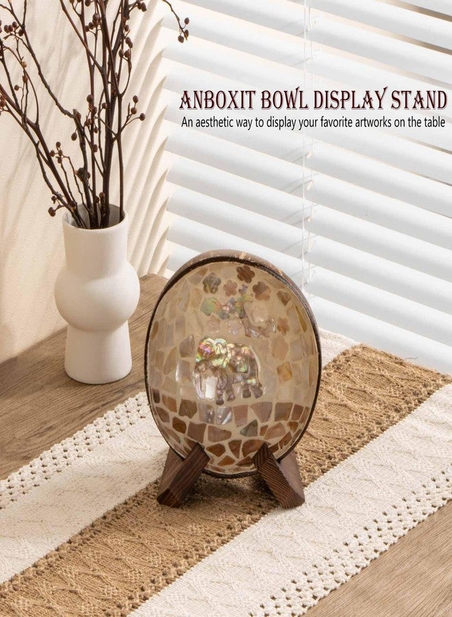 ANBOXIT Plate Stand, 3.5 Inch Bowl Stands for Display, Wooden Easel Frame Holder, Display Stand for Large Deep Bowls Platters and Dishes, 3.5" H x 4.8" W x 4" D (For Bowls under 2.5" in Depth) - Image 2
