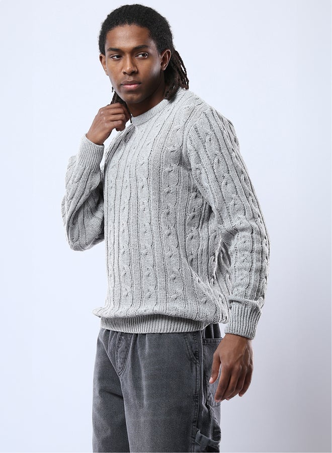 RAVIN Light Grey Long Sleeves Slip On Knitted Pullover - Image 2