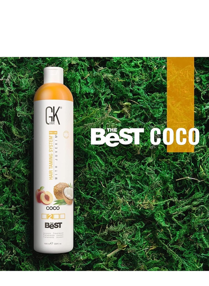 GK GK Hair The Best Keratin & Coconut Smoothing Hair Treatment 1000ml - Professional Vegan Brazilian Hair Complex for Silky Smooth, Frizz Free Hair - Formaldehyde Free  - Image 4