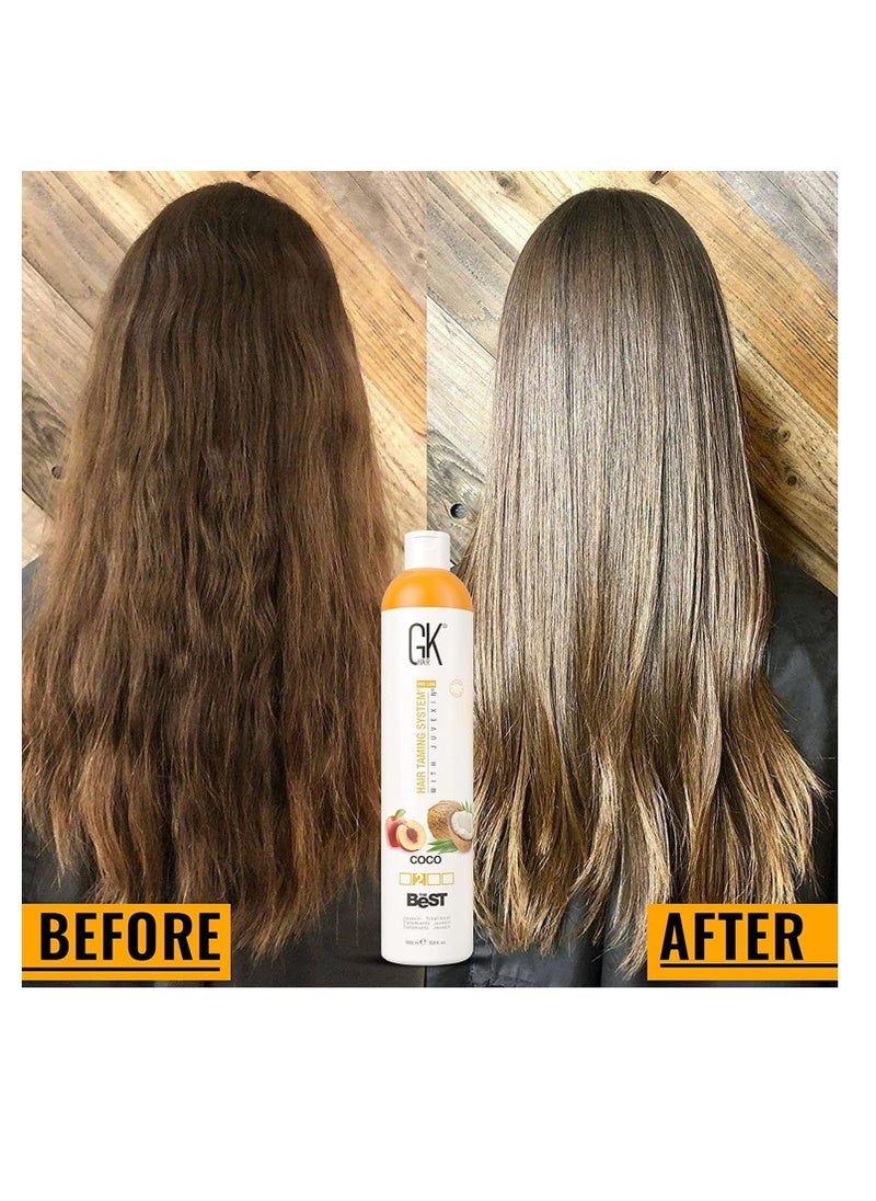 GK GK Hair The Best Keratin & Coconut Smoothing Hair Treatment 1000ml - Professional Vegan Brazilian Hair Complex for Silky Smooth, Frizz Free Hair - Formaldehyde Free  - Image 3