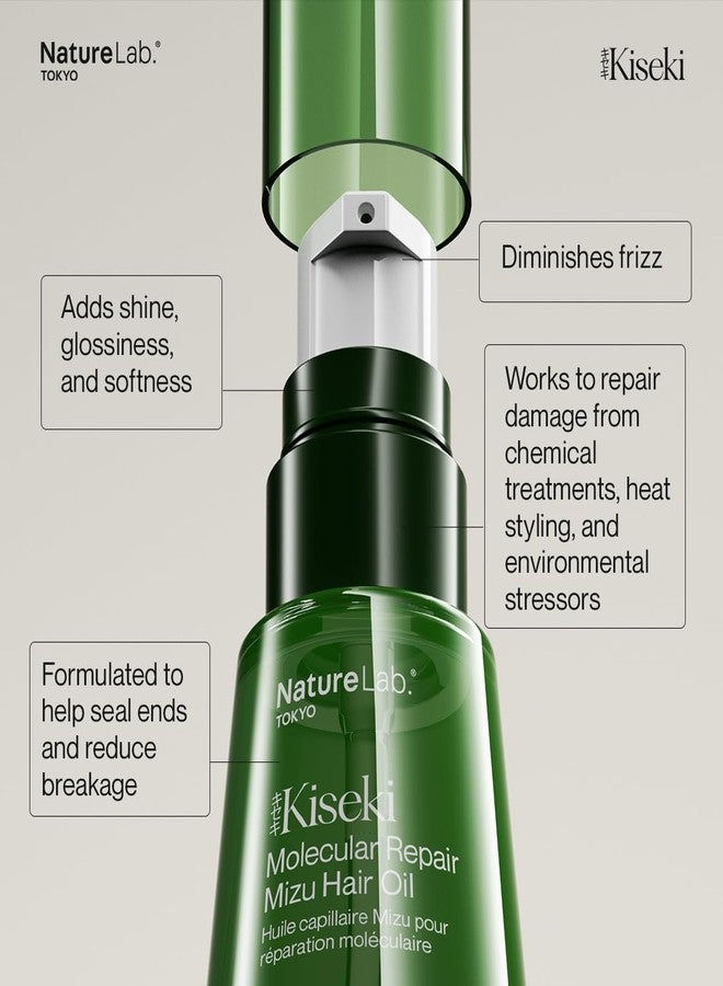 NatureLab. TOKYO NatureLab.TOKYO Kiseki Molecular Repair Mizu Hair Oil: Weightless Hydrating Hair Serum-Oil - Smooths & Shines Like Glass, Reduces Frizz, Seals Split Ends, Improves Texture, 1.25 oz - Image 2