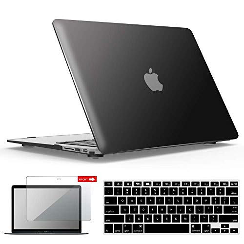 IBENZER Compatible with MacBook Air 11 Inch Case Model A1370 A1465, Soft Touch Plastic Hard Shell Case Bundle with Keyboard Cover & Screen Protector for Mac Air 11, Black, A11BK+2 - Image 1