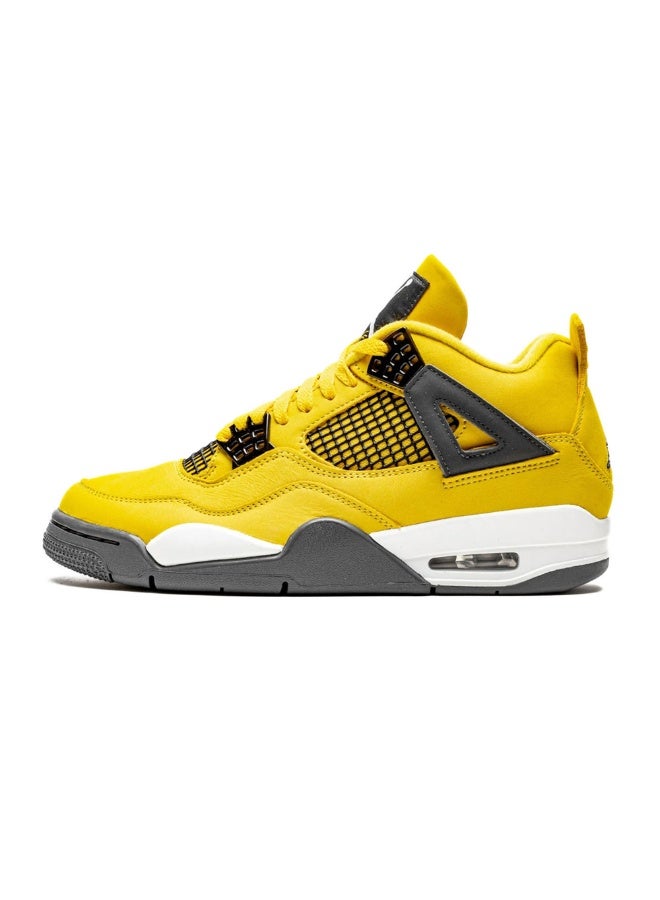 Nike Nike Jordan 4 Retro Lightning mma Shoes for Boys & Girls - Yellow/ White / Dark Grey - Image 1