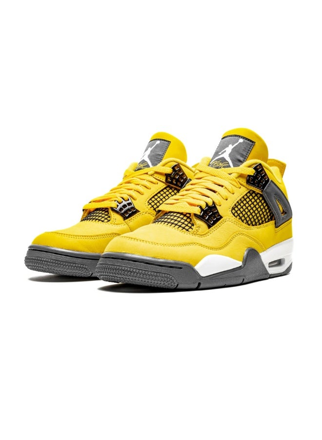 Nike Nike Jordan 4 Retro Lightning mma Shoes for Boys & Girls - Yellow/ White / Dark Grey - Image 2