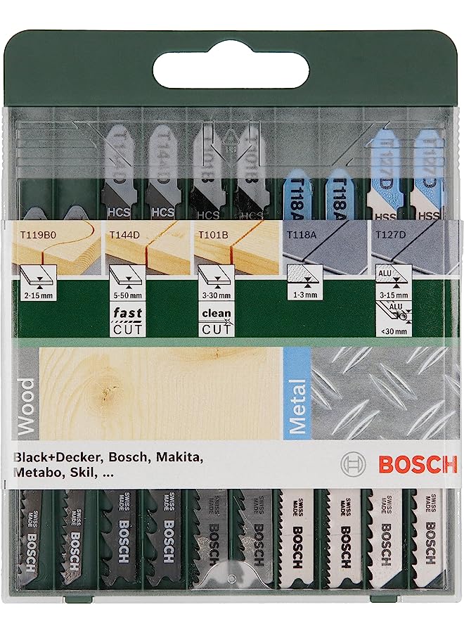 BOSCH DIY 10tlg. Stichsägeblatt-Set Wood and Metal zum Sägen in Holz und Metall - Image 1