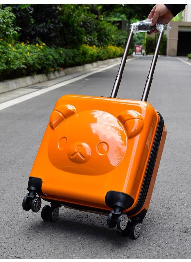 Generic - 20Inch Kids Luggage Kids Trolley Case Travel Suitcase Children Portable Rolling Luggage Wheels for Boys and Girls Cartoon Luggage(Oranger Bear) - Image 1
