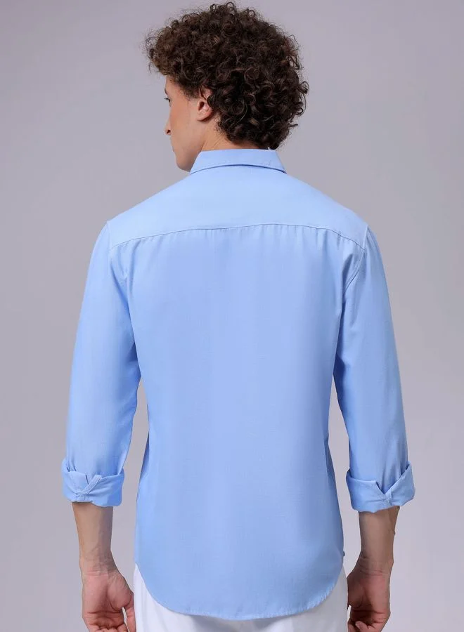 شركة المرآب الهندية Men Slim Fit Solid Full Sleeves Cutaway Collar Casual Shirt