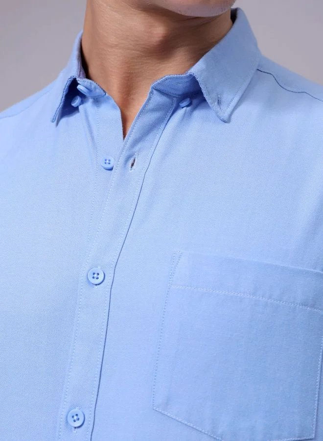 شركة المرآب الهندية Men Slim Fit Solid Full Sleeves Cutaway Collar Casual Shirt