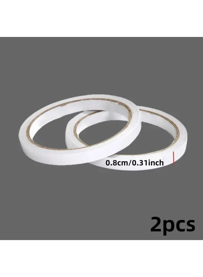 2pcs White Double Sided Tape Strong Adhesive Multi Size For Crafts Stationery Office - Image 1