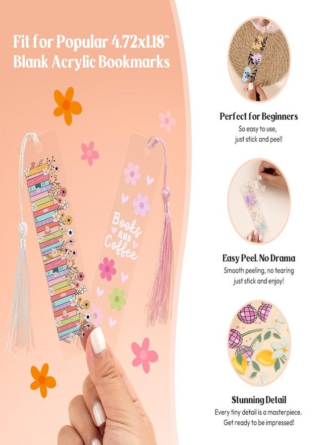 Kaciola 15 Sheets Booklover Theme UV DTF Bookmark Wraps, Acrylic Bookmark Blanks UV DTF Stickers, Waterproof Rub on Transfers for Book Lover DIY (Blank Bookmarks Not Included) - Image 5