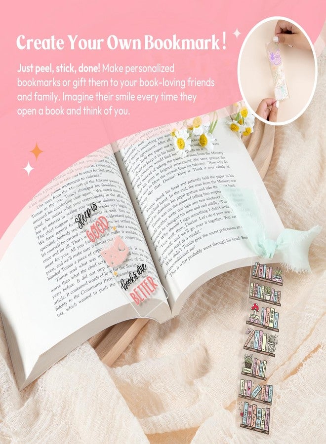 Kaciola 15 Sheets Booklover Theme UV DTF Bookmark Wraps, Acrylic Bookmark Blanks UV DTF Stickers, Waterproof Rub on Transfers for Book Lover DIY (Blank Bookmarks Not Included) - Image 2