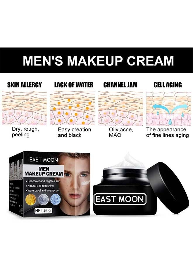 East Moon - Men Makeup Cream 50g,Concealer and Brighten Skin,Natural and Refreshing,Waterproof and Sweatproof,Suitable for Use During Makeup - Image 1