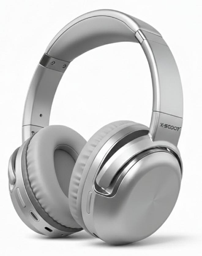 أكس-سكوت سماعات رأس لاسلكية قابلة للطي مع صوت جهير نقي وتأثير جهير مزدوج ووقت تشغيل يصل إلى 22 ساعة وجاهزة للمساعد الصوتي وصوت عالي الدقة وميكروفون عالي الدقة للمكالمات بدون استخدام اليدين ودعم بطاقة TF وتصميم مريح - فضي - Image 1