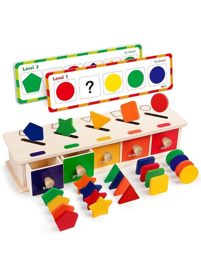 Coogam Coogam Montessori Toys Wooden Color Shape Sorting Box Game Geometric Matching Blocks Early Learning Educational Toy Gift for 3 4 5 Year-Old Baby Toddlers  - Image 2