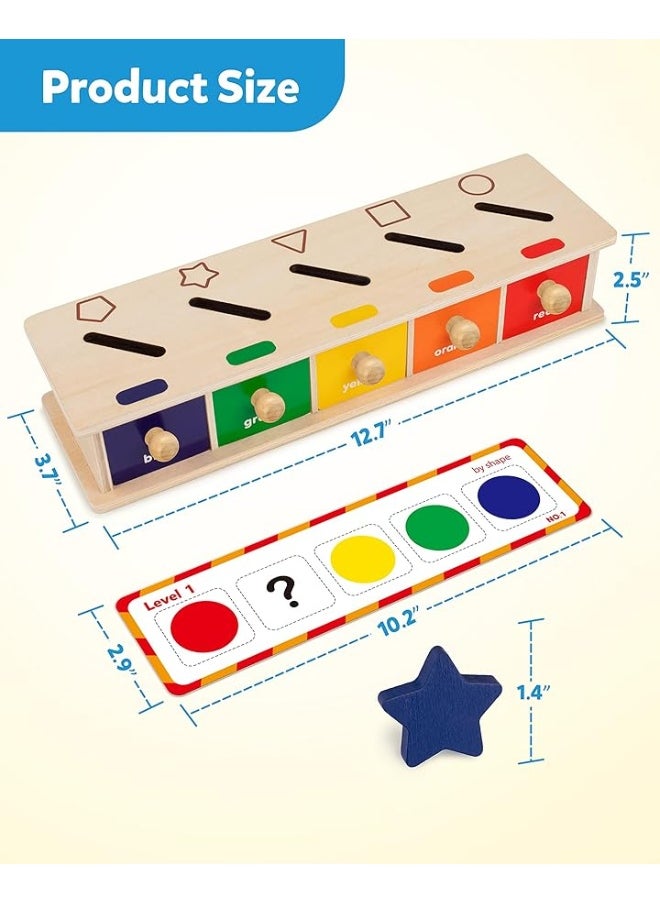 Coogam Coogam Montessori Toys Wooden Color Shape Sorting Box Game Geometric Matching Blocks Early Learning Educational Toy Gift for 3 4 5 Year-Old Baby Toddlers  - Image 3