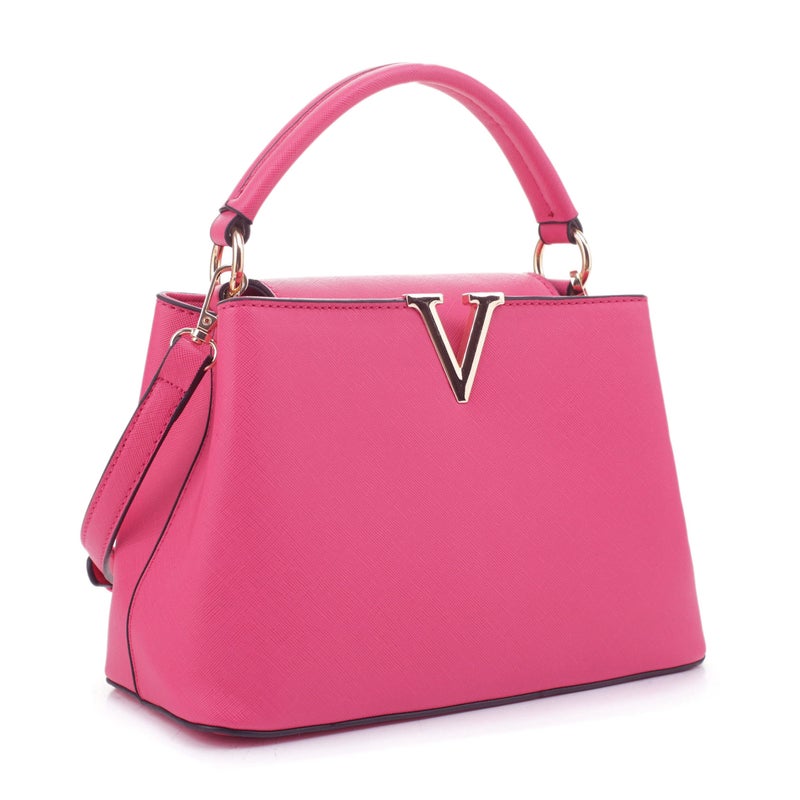 EVVE Womens Small Satchel Bag Classic Top Handle Purses Fashion Crossbody Handbags with Shoulder Strap FUCHSIA1