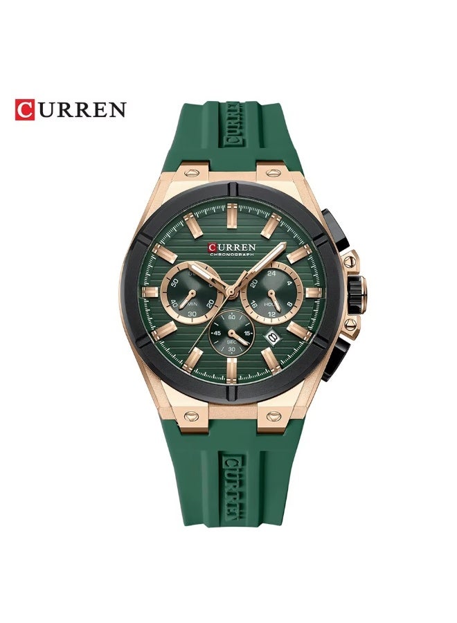 CURREN ساعة كيرين 8487 مخصصة للرجال بحركة كوارتز عالية الجودة ساعة عمل بسيطة فاخرة عصرية باللون الأخضر - Image 1