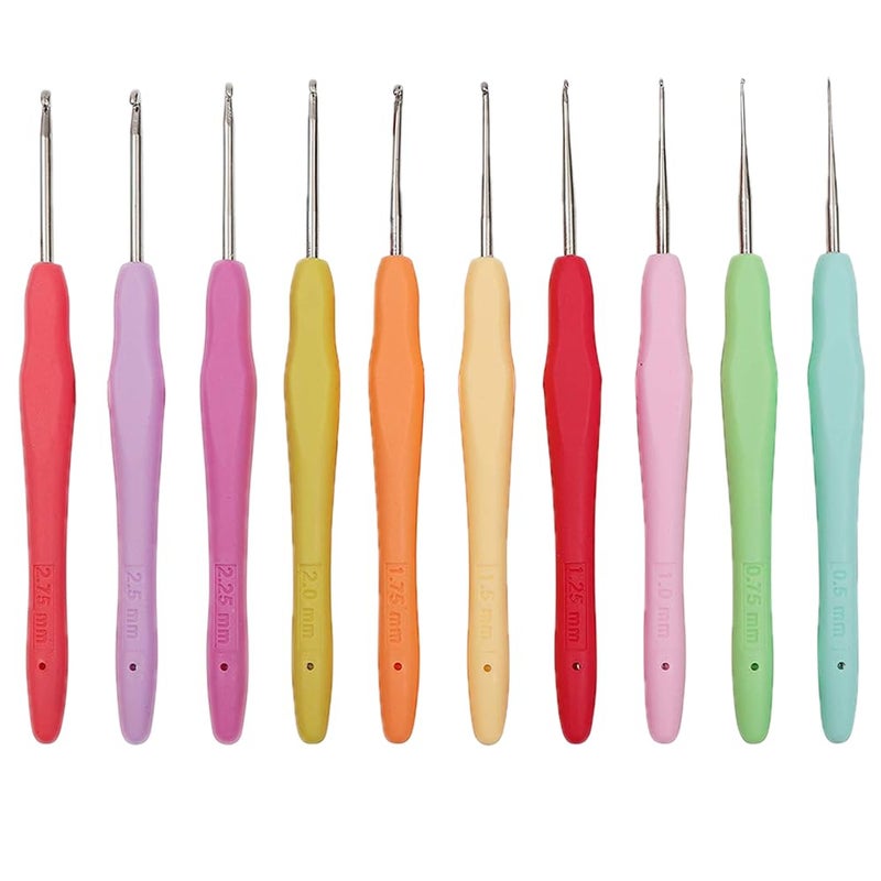 Yarniss 10 Size Small Crochet Hooks, Ergonomic Crochet Hooks for Thread 0.5mm~2.75mm - Image 1