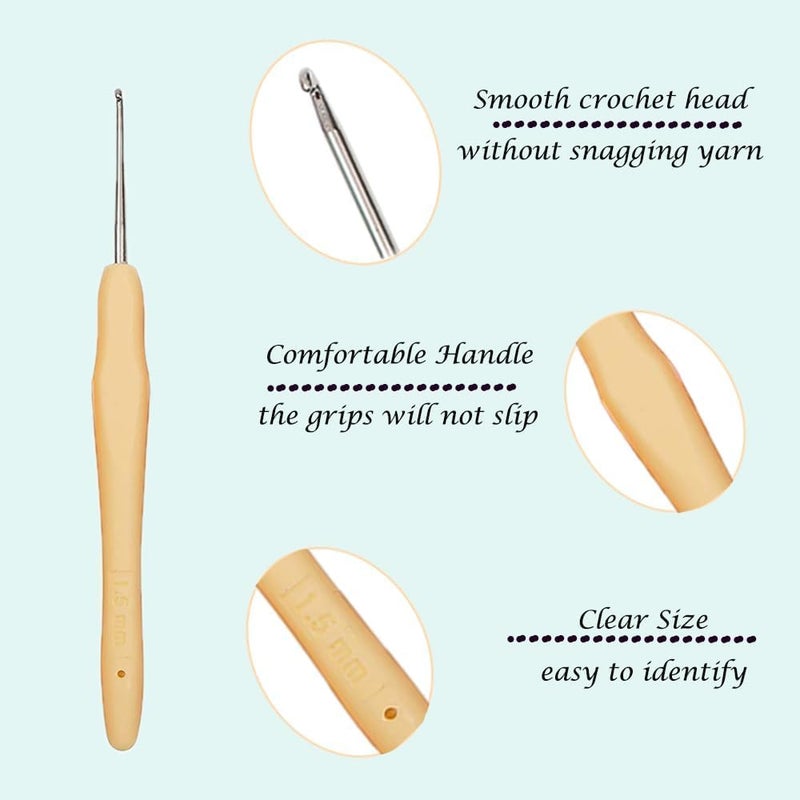Yarniss 10 Size Small Crochet Hooks, Ergonomic Crochet Hooks for Thread 0.5mm~2.75mm - Image 2