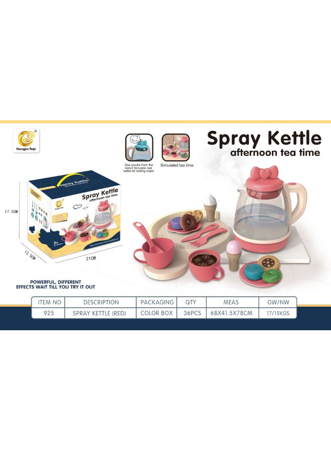 غلاية متعددة الوظائف للأطفال محاكاة رذاذ الإضاءة مجموعة الشاي الإبداعية الحلوى لعبة الشاي بعد الظهر - اللون: غلاية رذاذ طقم شاي الحلوى - وردي - Image 1