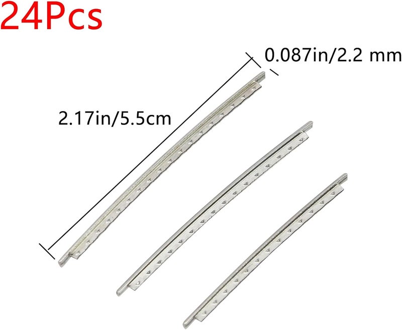 Geesatis 24 PCS Guitar Fret Wire Copper Fret Wire for Classical Vintage Guitar Fingerboard Fret Wire(Silver), 2.2 mm/0.087" - Image 2