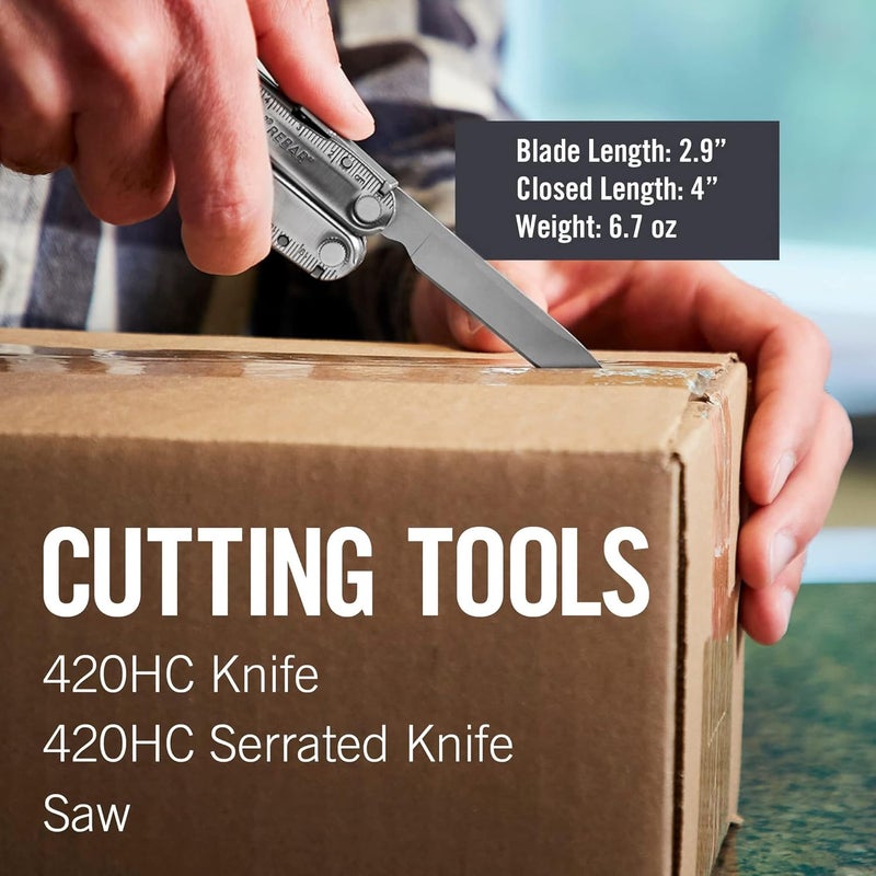 LEATHERMAN أداة متعددة الاستخدامات ريبار مع قواطع أسلاك قابلة للاستبدال ومنشار، ستانلس ستيل - Image 2