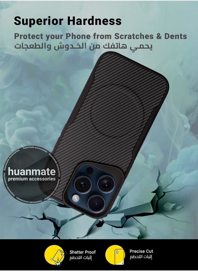 huanmate - Apple iPhone 15 Pro Max MagSafe Case Black/Titanium- High Quality Strong Magnet, Wireless Charging Compatible, Shockproof Protection, Ultra Slim Anti-Scratch Magnetic Cover for Apple iPhone 15 Pro Max - Image 1