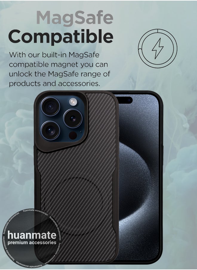 huanmate - Apple iPhone 15 Pro Max MagSafe Case Black/Titanium- High Quality Strong Magnet, Wireless Charging Compatible, Shockproof Protection, Ultra Slim Anti-Scratch Magnetic Cover for Apple iPhone 15 Pro Max - Image 1