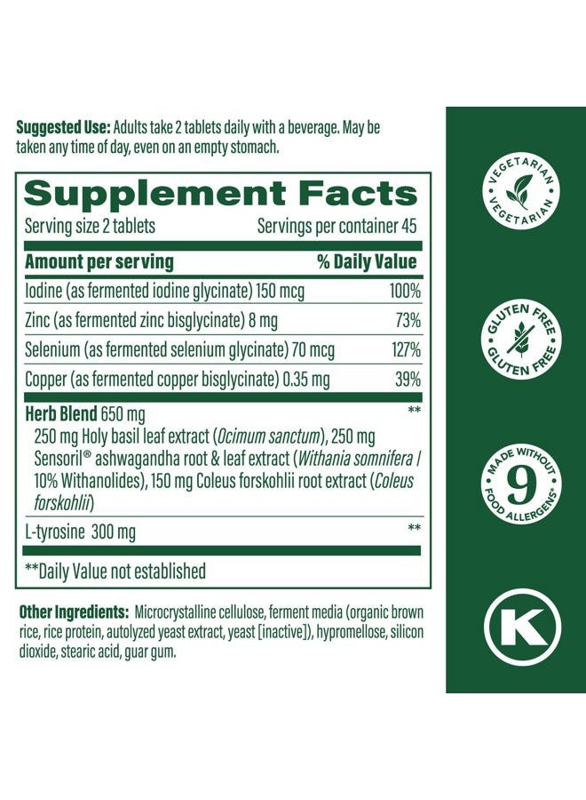 MegaFood Thyroid Strength - Mineral Supplement - Thyroid Support for Women with Ashwagandha, Zinc, Selenium, Copper, Iodine & L-Tyrosine & Herb Blend - Vegetarian - 60 Tabs (30 Servings) - Image 2