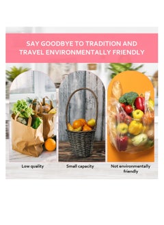 Excefore Large Pouch Printed Grocery Bag, 4 Pcs with Handle Waterproof Reusable Grocery Bag, Foldable Extra Large Portable Totes Bag, for Shopping, Travel, Picnic  - Image 4