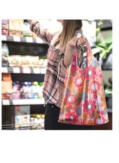 Excefore Large Pouch Printed Grocery Bag, 4 Pcs with Handle Waterproof Reusable Grocery Bag, Foldable Extra Large Portable Totes Bag, for Shopping, Travel, Picnic  - Image 5