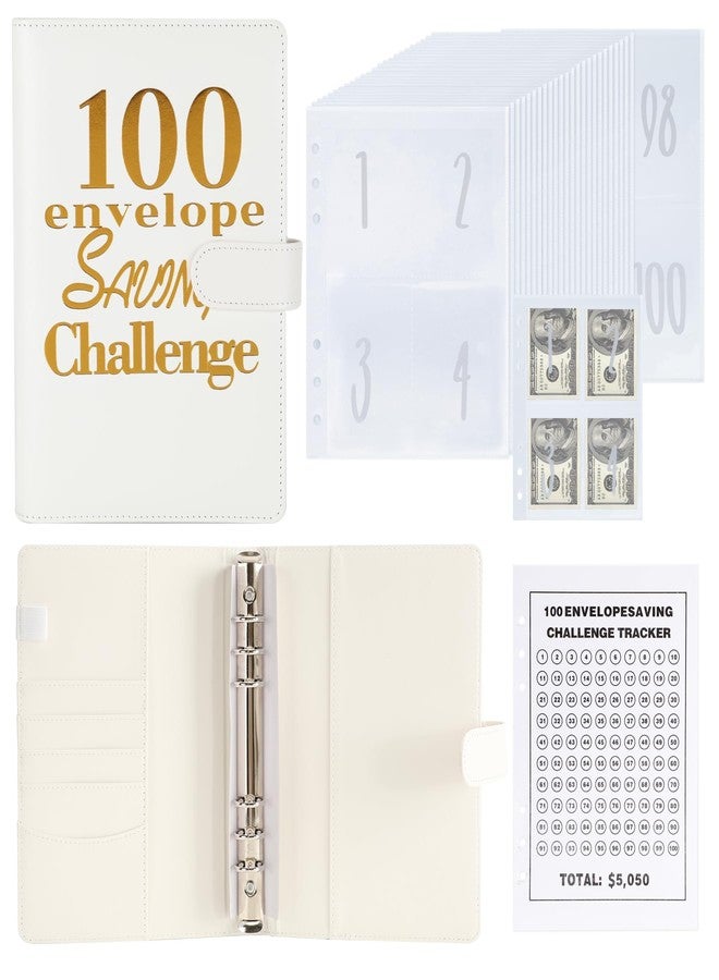 NICOOTH 100 Envelopes Money Saving Challenge Money Saving Binder 100 Envelope Challenge Binder Savings Binder Envelope A5 Savings Challenge Book (A5 Full White) - Image 1