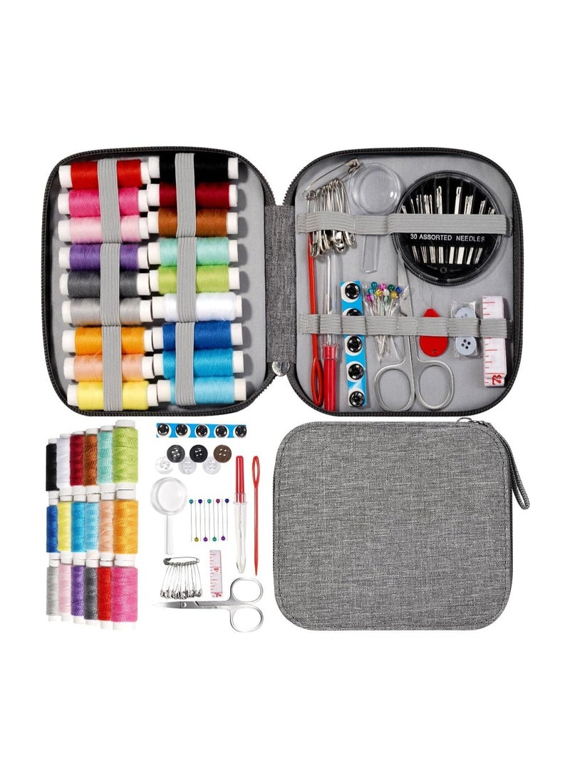 SYOSI Sewing Kit with Case Portable Sewing Accessories Supplies Basic Hand Sewing Starter Set for Home Traveler Adults Beginner Emergency Kids Contains Thread Scissors Needles Measure Tape - Image 1