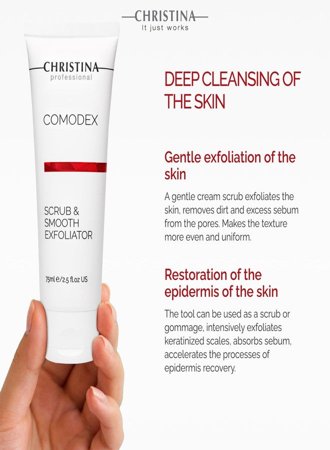-CHRISTINA- Christina Comodex Scrub & Smooth Face Exfoliator | Fights Oiliness, Visible Pores and Dark Spots | Exfoliate for face Removes Dirt and Oil Residue | Even-Toned Skin Effect 75ml - Image 3