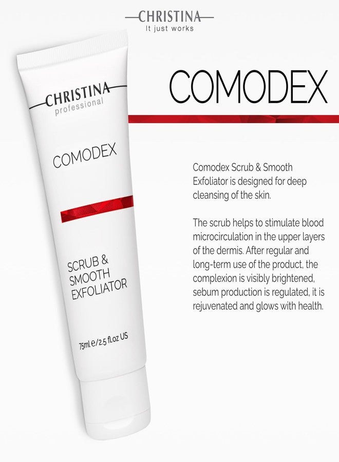 -CHRISTINA- Christina Comodex Scrub & Smooth Face Exfoliator | Fights Oiliness, Visible Pores and Dark Spots | Exfoliate for face Removes Dirt and Oil Residue | Even-Toned Skin Effect 75ml - Image 2