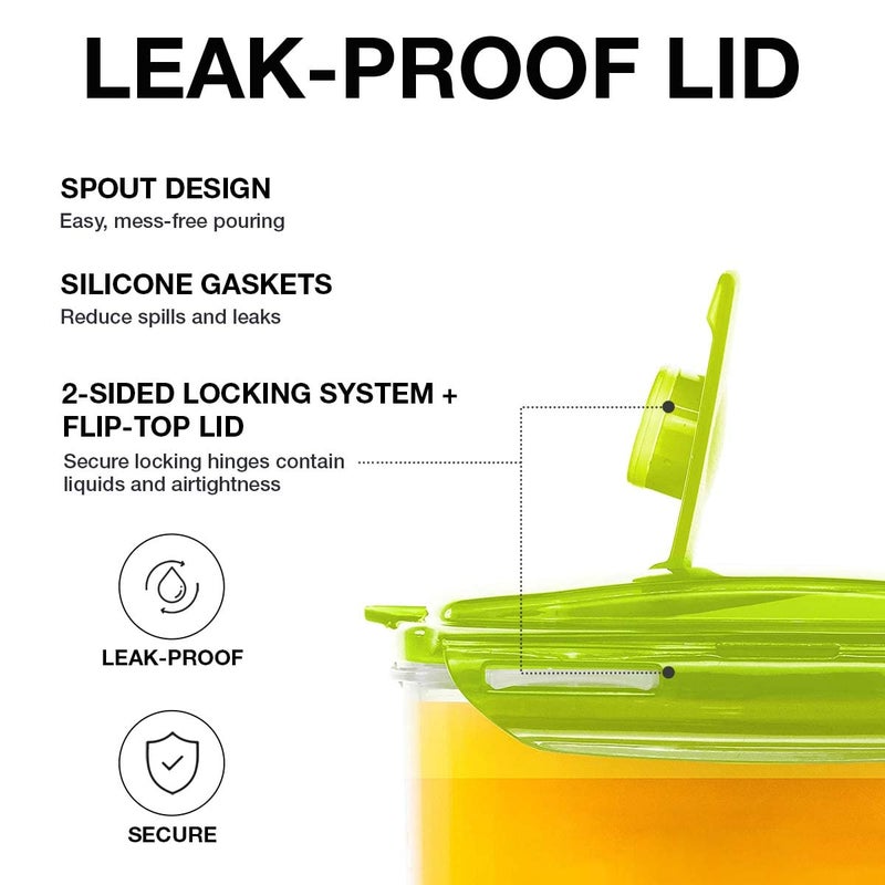 LocknLock Aqua Fridge Door Water Jug with Handle BPA Free Plastic Pitcher with Flip Top Lid Perfect for Making Teas and Juices, 2 Quarts, Green - Image 2