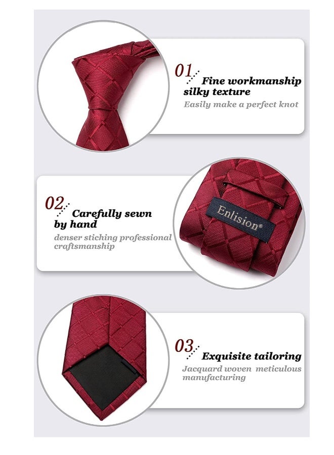 Skinny Ties for Men, Classic Men's Skinny Width  2.17" , Wide Slim Ties in Different Textured Style Mixed, Formal Business Silk Silm Tie Woven Jacquard Thin Tie Wedding Party (Brick red) - Image 5