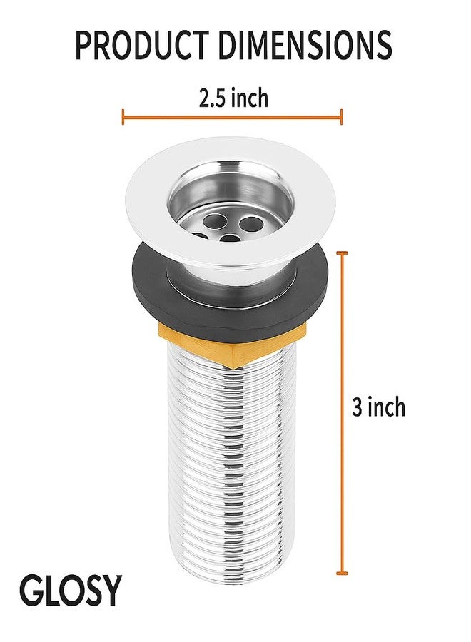 Glosy 2.5 Inch (90mm) Full Thread Waste Coupling for Wash Basin | Stainless Steel with Rubber Gasket | Anti-Rust, Long-Lasting, Leak-Proof Design - Image 2