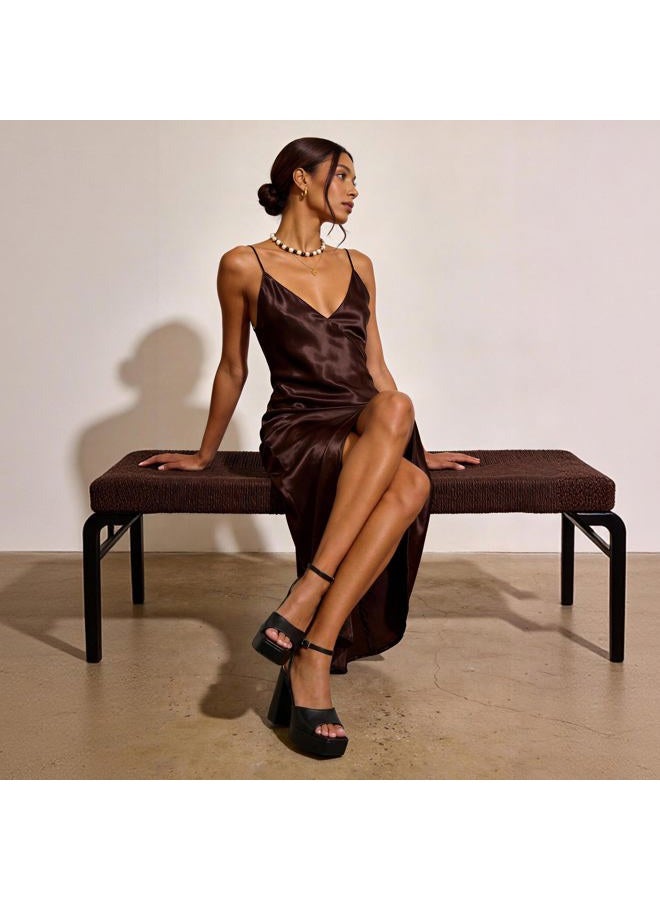 Modatope Platform Heels for Women Black Platform Sandals Chunky Heel Open Toe Pumps Ankle Strap Womens Wedding Party Sandals Shoes Size 8 - Image 3