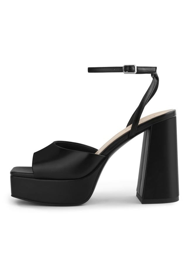 Modatope Platform Heels for Women Black Platform Sandals Chunky Heel Open Toe Pumps Ankle Strap Womens Wedding Party Sandals Shoes Size 8 - Image 4